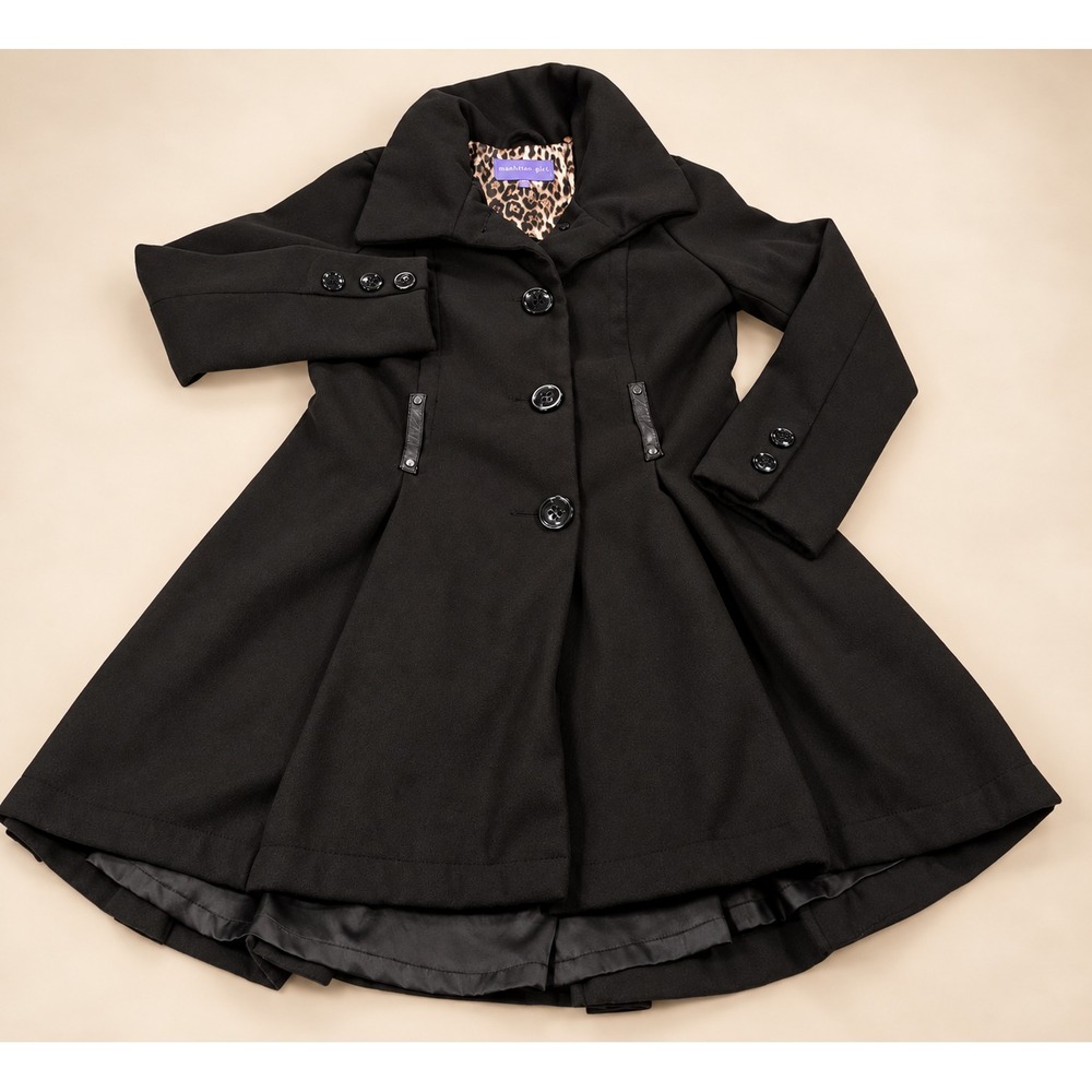 Madden Girl Double‑Breasted Wool Coat – Girls Size Small – Black